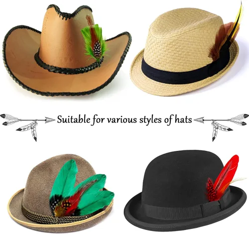 Vista 4 de 20 plumas para sombrero, plumas surtidas para sombreros, accesorios coloridos de plumas reales para hombres y mujeres (estilo mixto)