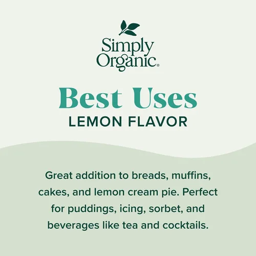 Vista 6 de Simply Organic Sabor a limón, tarro de vidrio de 2 onzas, sabor cítrico agrio para postres, batidos, té y más