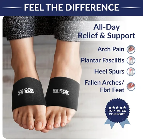 Vista 2 de SB Sox Mangas de compresión para pie para hombres y mujeres, los mejores calcetines para fascitis plantar para el alivio del dolor de fascitis