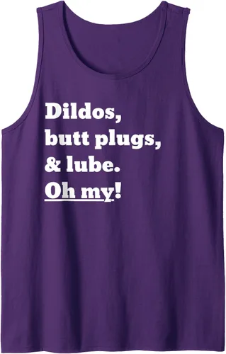 Vista 3 de Consoladores, tapones y lubricante. ¡Oh my! Camiseta sin mangas, Negro, S