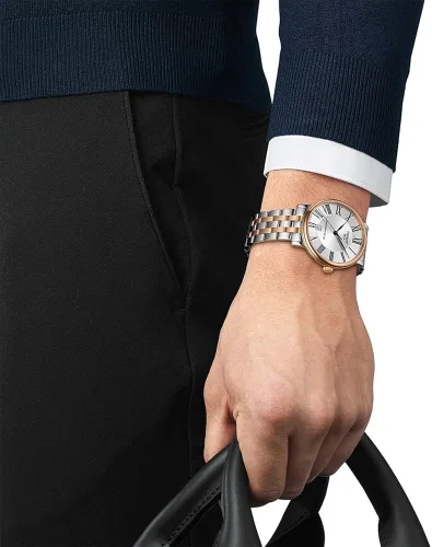Vista 4 de Tissot Mens Carson Auto Acero inoxidable reloj de vestir oro rosa 5N, gris T1224072203300