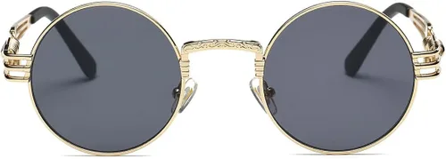 Vista 3 de AEVOGUE Gafas de sol estilo Steampunk redondo marco de metal gafas unisex AE0539