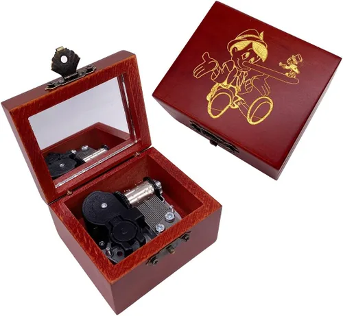 Vista 10 de Youtang - Caja de música de madera tallada con mecanismo de cuerda, regalo de Navidad, cumpleaños, Día de San Valentín