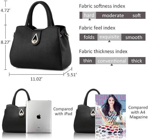 Vista 5 de Minibolsa de cuero sintético con asa superior ataché bolsa de mano bolsa de hombro con borla para dama