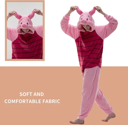 Vista 8 de COSUSKET Snug Fit Unisex Adult Onesie Pajamas, Flannel Cosplay Animal One Piece Halloween Costume Sleepwear Homewear