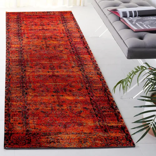 Vista 5 de SAFAVIEH Vintage Hamadan Collection - Alfombra de pasillo, 2.3 x 14 pies, naranja, diseño oriental tradicional persa, no desprende pelusa y de fácil