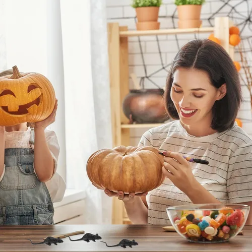 Vista 7 de Toyvian 10 ratas falsas de Halloween, ratas de plástico negras para casa encantada, bar, decoraciones de fiesta, suministros de Halloween aterradores