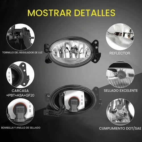 Vista 4 de Par de luces antiniebla para parachoques delantero con 9006 para Clase E ML CLK