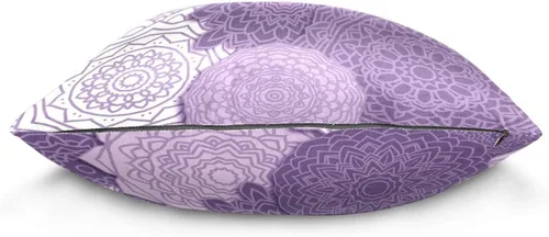 Vista 2 de Kigai Funda de cojín cuadrada decorativa de estilo bohemio con mandala morada de 18 x 18 pulgadas, para sofá, dormitorio, hogar