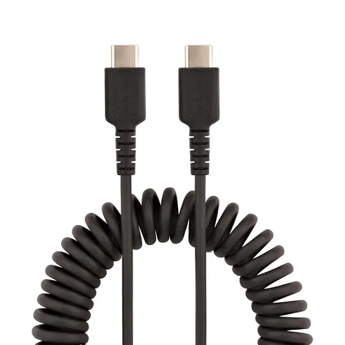 Vista 3 de StarTech Cable USB-C a USB-C en espiral de 1.6 pies / 19.7 in, negro, 3A, USB 2.0