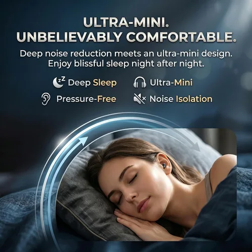 Vista 4 de Auriculares inalámbricos, funda 2 en 1 (audífonos mini para dormir y auriculares semiintrauditivos), auriculares Bluetooth con pantalla de Negro