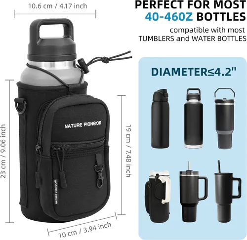 Vista 2 de NATURE PIONEOR Water Bottle Holder with Strap for 25oz/32oz/40oz/64oz