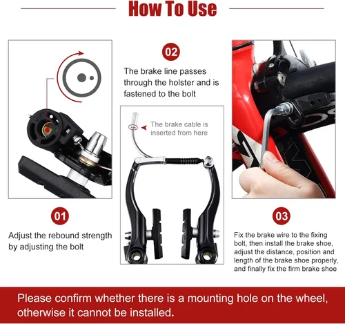 Vista 4 de Juego completo de frenos de bicicleta, negro delantero y trasero bicicleta MTB híbrido freno interior y exterior cables y palanca kit incluye pinzas