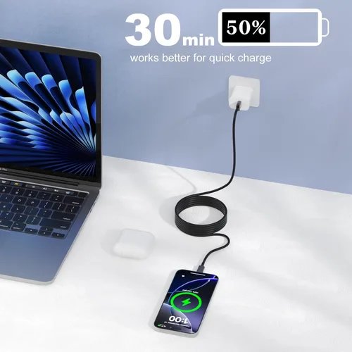 Vista 6 de Cable USB A a USB C para iPhone 18/17/16/15 Cable USB C CarPlay de 3 pies Negro