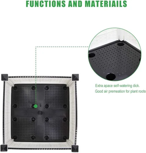 Vista 3 de Knocbel Kit de cama de jardín elevada de 4 piezas, costura libre de plástico elevado con riego automático, soporte para interior y exterior, patio