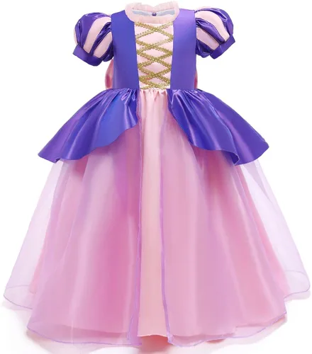 Vista 4 de Zalongye Disfraz de princesa para niñas pequeñas, disfraz de princesa para Halloween, fiesta de Navidad, 3-11T