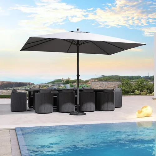 Vista 51 de PURPLE LEAF - Sombrilla de patio rectangular de 6' x 4', sombrilla de mesa para exteriores con marco de aluminio, sombrilla de mercado, sombrilla