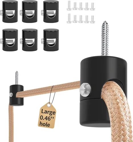Vista 13 de Paquete de 3 Ganchos de Techo Mejorados, Ganchos de Techo Ajustables de Aluminio para Colgar Luces, Gancho Colgante Negro de Servicio Pesado, Gancho