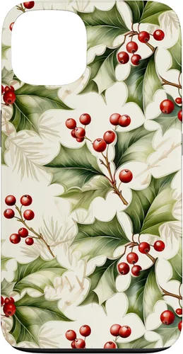 Vista 7 de Lindo diseño de bayas de acebo y hojas de Navidad para el caso de Navidad para iPhone 16