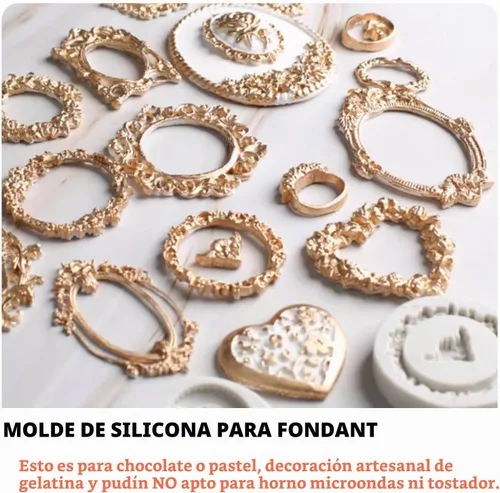 Vista 6 de KALAIEN Marco Sugarcraft Oval Espejo Marcos Silicona Molde Herramientas para Hornear