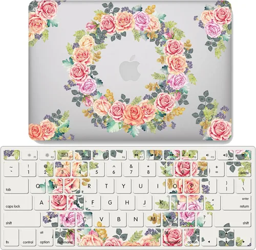 Vista 10 de IVY Para MacBook Pro (15 pulgadas, 2016-2019, modelos: A1707 / A1990) Flower Garland Clear Case con cubierta de teclado - A