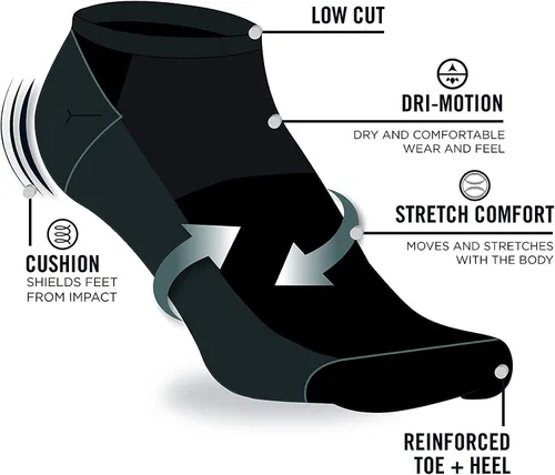 Vista 6 de Nautica Mens Performance Low Cut Socks with Cushioned Comfort 6 Pack