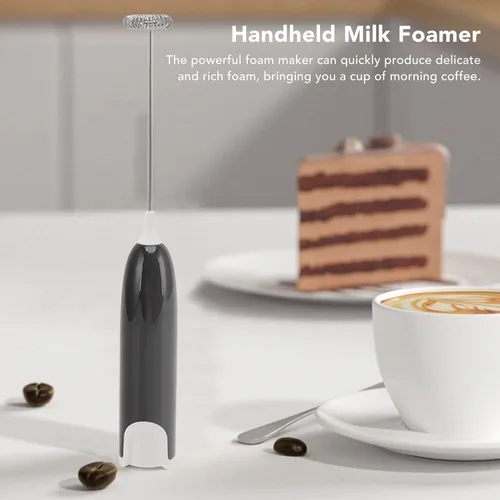 Vista 4 de Espumador de leche eléctrico de mano para café, batidor de leche automático de mano para agitar, bar, cocina, bebida, capuchino, latte, matcha