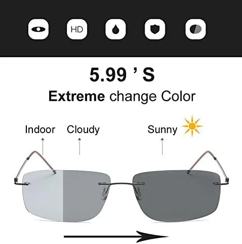 Vista 3 de Gafas de sol polarizadas fotocromáticas sin montura de decoloración extrema 031oz solamente