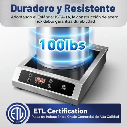 Vista 6 de Placa de inducción comercial de 1800 W con sensor táctil LCD