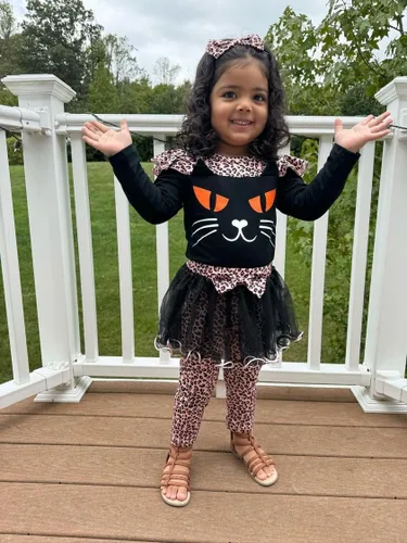 Vista 4 de Traje de Halloween para niñas pequeñas, traje de gato guepardo para otoño e invierno, traje de leopardo
