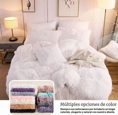 Vista 7 de LIFEREVO - Juego de 2 fundas de cojín decorativo de pelo sintético y terciopelo suave Blanco