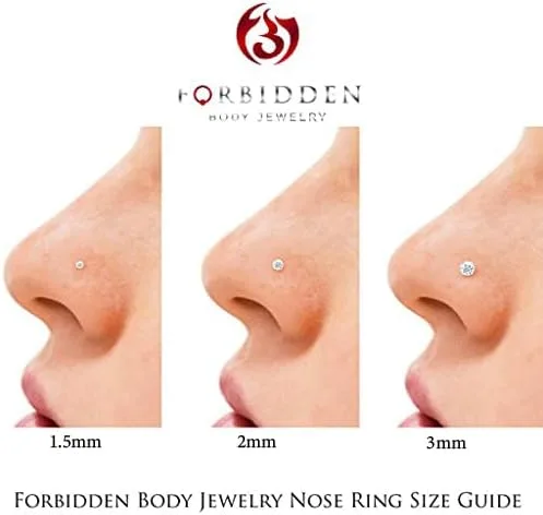 Vista 4 de Forbidden Body Jewelry Tornillo de nariz de cristal CZ de 0.71 oz con ajuste de prensa de acero quirúrgico de 0.71 oz