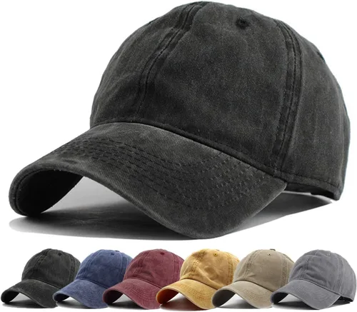 Vista 11 de HH HOFNEN Gorra de béisbol de algodón de sarga lavada y desgastada, vintage, ajustable, para hombre y mujer