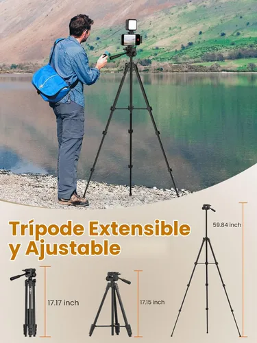 Vista 7 de USKEYVISION Kit de vlogging mejorado con micrófono de solapa inalámbrico, kit de YouTube para iPhone y teléfono inteligente con trípode retráctil