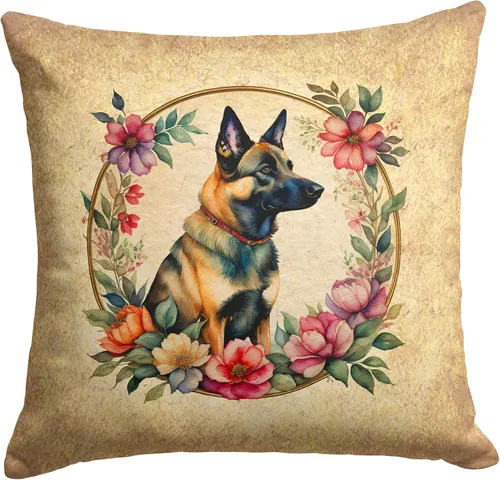 Vista 229 de Caroline's Treasures DAC2072PW1414 Affenpinscher and Flowers - Almohada decorativa de tela, lavable a máquina, para interiores y exteriores