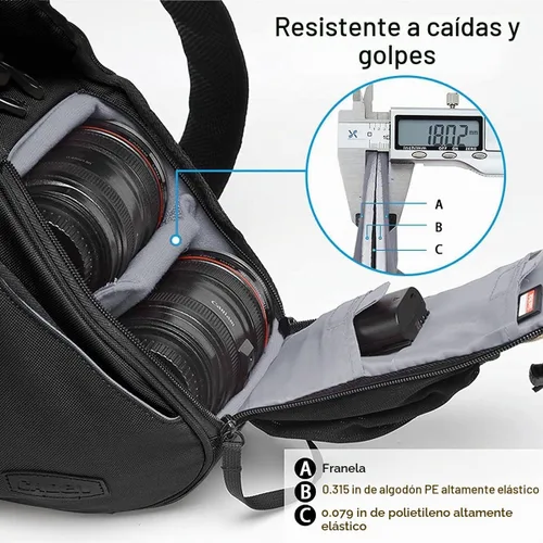 Vista 9 de Caden, bolsa triangular con tira cruzada para cámaras DSLR Sony Canon Rebel Powershot, Nikon Coolpix, Kodah, Olympus, Pentax, Sony con trípode