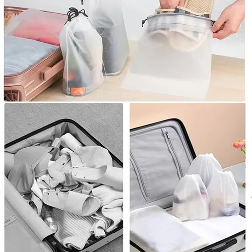Vista 8 de Bolsa de zapatos transparente con cordón, organizador de zapatos para viajes en casa, bolsa de zapatos de viaje, organizador de zapatos portátil