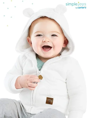 Vista 2 de Simple Joys by Carter's Chaqueta unisex con capucha para bebés con forro de sherpa