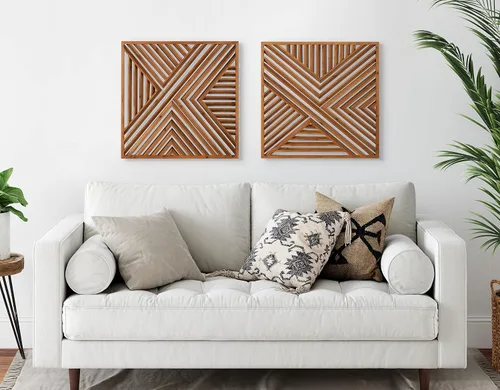 Vista 6 de Kate and Laurel Barreda - Placa decorativa de madera para pared, 26 x 26 pulgadas, madera natural, arte cuadrado rústico de madera para pared