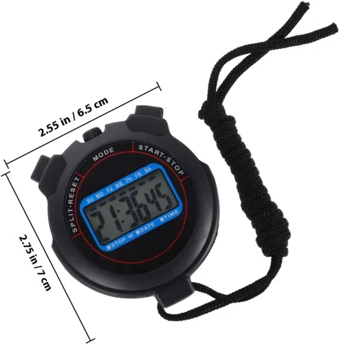 Vista 2 de DECHOUS Digital Stopwatch with Date Display Lightweight Portable Timer for Swimming Running Yoga Training Sports Timer for Coaches Black