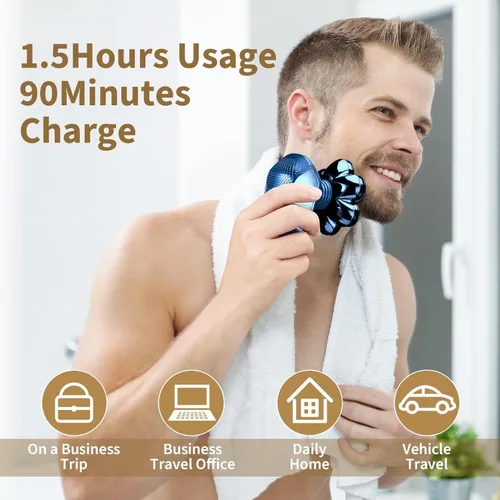 Vista 6 de SHPAVVER Afeitadoras de cabeza para hombres calvos: maquinilla de afeitar eléctrica 5 en 1 - Kit de aseo de afeitar impermeable IPX7 para hombres