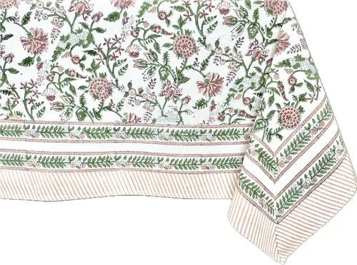 Vista 74 de ATOSII Mantel 100% algodón, Amara, floral, hecho a mano, rectangular, de lino, para cocina, comedor, fiestas, bodas, exteriores, picnics, Pascua
