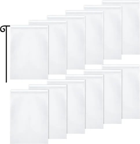 Vista 8 de Bandera de jardín en blanco para sublimación a granel 12x18 pulgadas Bandera de sublimación en blanco Banderas de poliéster DIY Cartel de lienzo