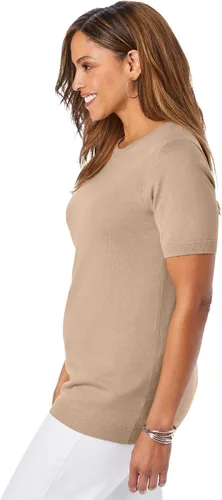 Vista 4 de Jessica London Suéter de manga corta con cuello redondo y talla grande para mujer