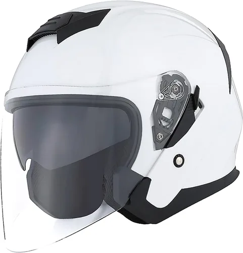 Vista 11 de 1Storm Casco de motocicleta abierto para scooter, clásico Knight Bike, lente dual/visera de sol: HJK526