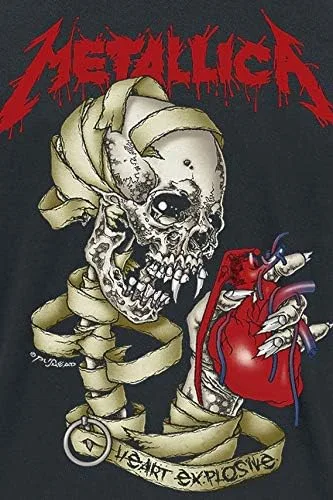 Vista 3 de Metallica Heart Explosive Black Camiseta Hombre