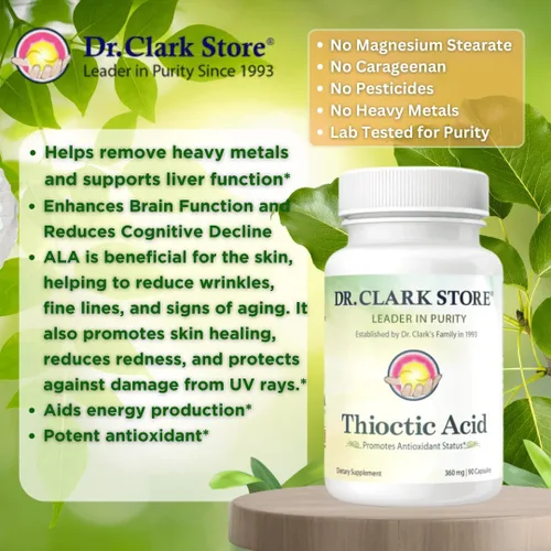 Vista 4 de Dr. Clark Ácido alfa lipoico (ácido tióctico), 360 mg 90 cápsulas