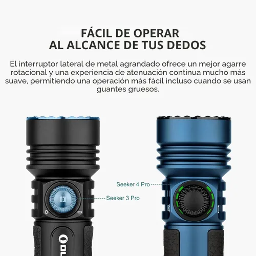 Vista 8 de OLIGHT Seeker 4 Pro - Linternas recargables de 4600 lúmenes, luz brillante de alta potencia con funda USB C, impermeable IPX8 para emergencias, Azul