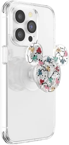 Vista 2 de PopSockets Agarre adhesivo para teléfono, soporte, soporte para teléfono, Disney - Luces navideñas Mickey
