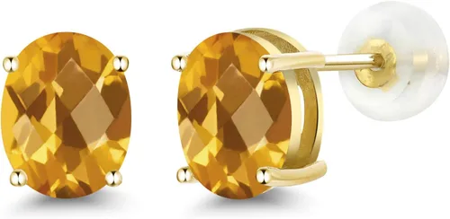 Vista 243 de Gem Stone King Aretes de oro de 14 quilates con piedra natal ovalada de 0.315 x 0.236 in Aretes de oro para mujer